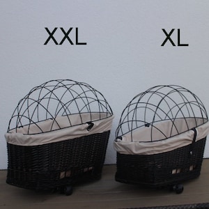 Dog bike basket for luggage rack XXL or XL with fabric cover inside and grid dog transport basket bicycle basket luggage rack basket shopping basket
