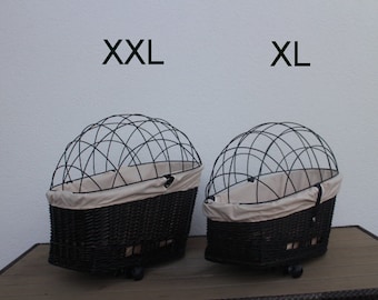 Hondenfietsmand voor bagagedrager XXL of XL met stoffen bekleding aan de binnenkant en rooster Hondentransportmand Fietsmand Bagagedragermand Boodschappenmand