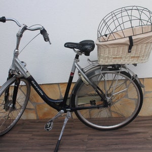 Hundefahrradkorb für Gepäckträger XL 56cm mit Stoffbezug innen und Gitter Hundetransportkorb Fahrradkorb Gepäckträgerkorb Einkaufskorb