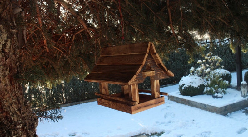 Vogelhaus Vogelfutterhaus Futterspender Vogelhäuschen Futterhaus Futterhäuschen Birke Handarbeit zdjęcie 7