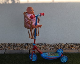 Puppenfahrradsitz aus Weide für Puppe Kuscheltiere Weidengeflecht Weidenkorb Fahrradkorb Fahrrad Roller Kindspielzeug Handgefertigt