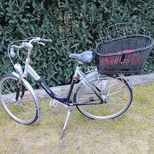 Hundefahrradkorb für Gepäckträger XXL 60cm Kissen und Gitter  Hundetransportkorb Weidenkorb Fahrradkorb Gepäckträgerkorb Einkaufskorb Neu