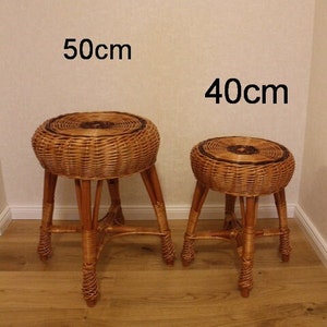Hand-woven wicker stool in 2 different sizes, basket, wicker stool, chair, bathroom stool, willow children&#39;s chair