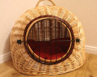 Panier de transport pour chat XXL avec coussin et grille en osier panier de transport pour grotte de chat panier de transport pour chat panier de transport pour chien