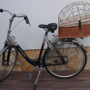 Hundefahrradkorb für Gepäckträger XL 56cm mit Stoffbezug innen und Gitter Hundetransportkorb Fahrradkorb Gepäckträgerkorb Einkaufskorb