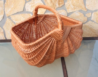Handcrafted wicker shopping basket, wicker car basket, wicker mushroom basket, harvest basket, new basket