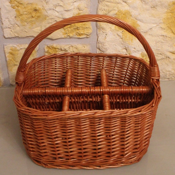 Shopping basket bottle basket for 6 bottles wicker basket wicker basket bottle carrier