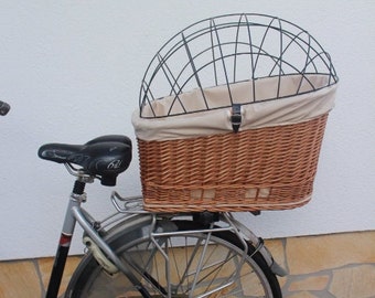 Handgemaakte stoffen hoes/inzetstuk voor XXL (60 x 39 cm) of XL (56 x 36 cm) bagagedragermanden/hondenmanden/rieten manden.