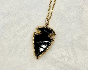 18k vergulde obsidiaan pijlpuntketting