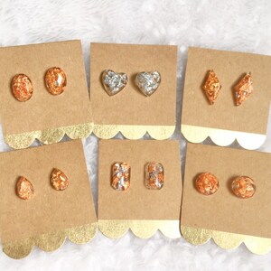 Gold/Copper/Silver Flake Stud Earrings
