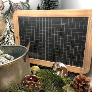 Old school blackboard, school board, slate board, blackboard, shopping list, school board, France, brocante, school, wooden board
