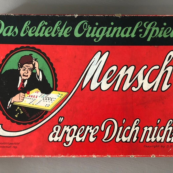 Uraltes Spiel, Mensch ärgere dich nicht, Antiquität, altes Spiel, Vintagespiel, Vintage Spiel, Würfelspiel, Brettspiel, Antikes Brettspiel