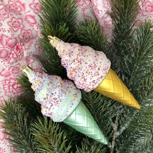 1 Baumanhänger, Tannenschmuck,Eis, Baumanhänger, Weihnachtsdeko, Christbaumschmuck, Glasschmuck, Baumschmuck, Anhänger Eistüte, Eistüte