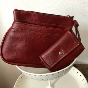 Tasche, Handtasche, Clutch, Abendtasche, Damenhandtasche, vegan, Bordeauxrot, Bordeauxfarben, 50er Jahre, 50er, 60er, 60er Jahre