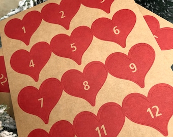 Adventskalenderzahlen, selbstklebende Adventskalenderzahlen, Adventskalender, selbstgemachter Adventskalender, Zahlenaufkleber, DIY Kalender