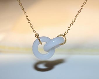 Jadeite Dragon Bone Interlocking Necklace Light Blue Color Icy