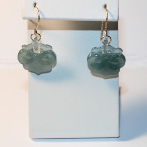 Small Jade Carved Interlocking 14k gold filled earrings