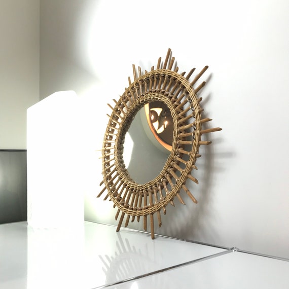 70s Boho Style Wall Mirror Bathroom or Entryway Mirror | Etsy