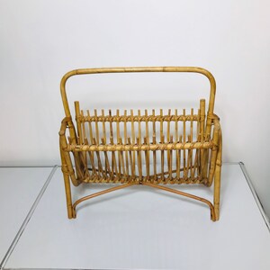 60s Boho Style Magazine Rack, Vintage Bamboo Rack, Bamboo Newspaper ...