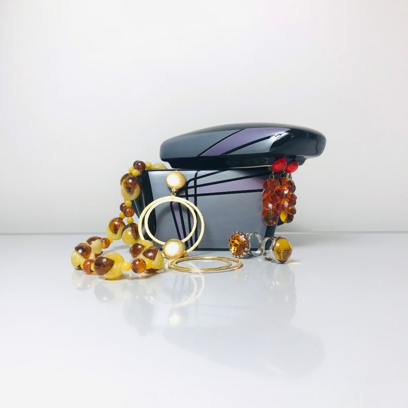 70s Jewellery Set with a Ceramic Memphis Style Case.