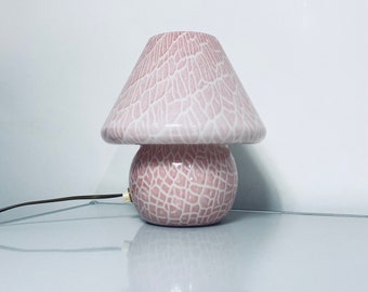 Pink Murano Mushroom Lamp, Original Murano Hand Blown Lamp, Mushroom Shaped Lamp, 70s Murano Lamp, Vetri Murano Swirl Lamp.