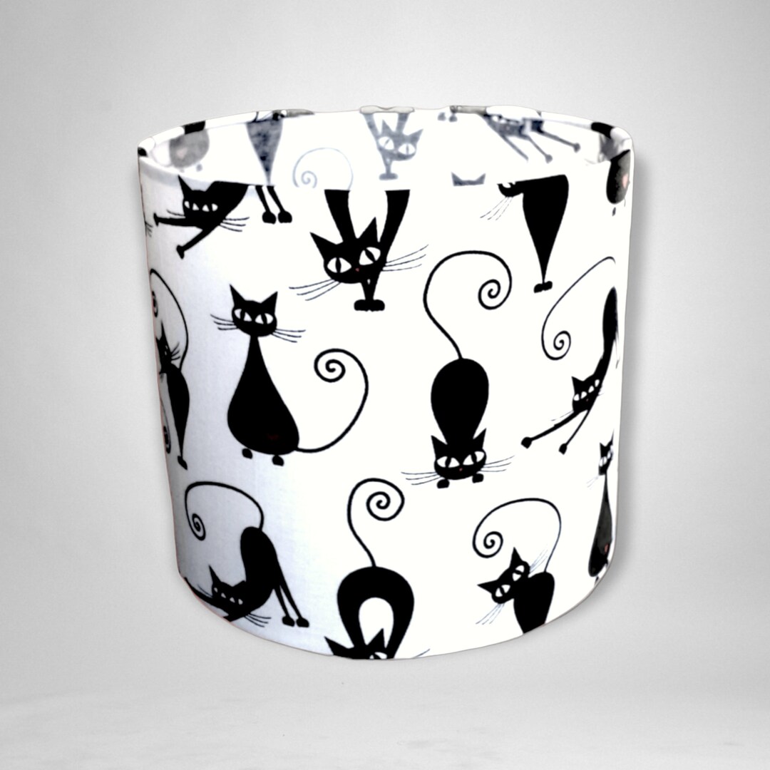 Black Cats Lampshade 20cm 100 Cotton, Handmade in Cork, Ireland