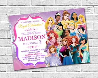 disney princess invitation etsy disney princesses invitations