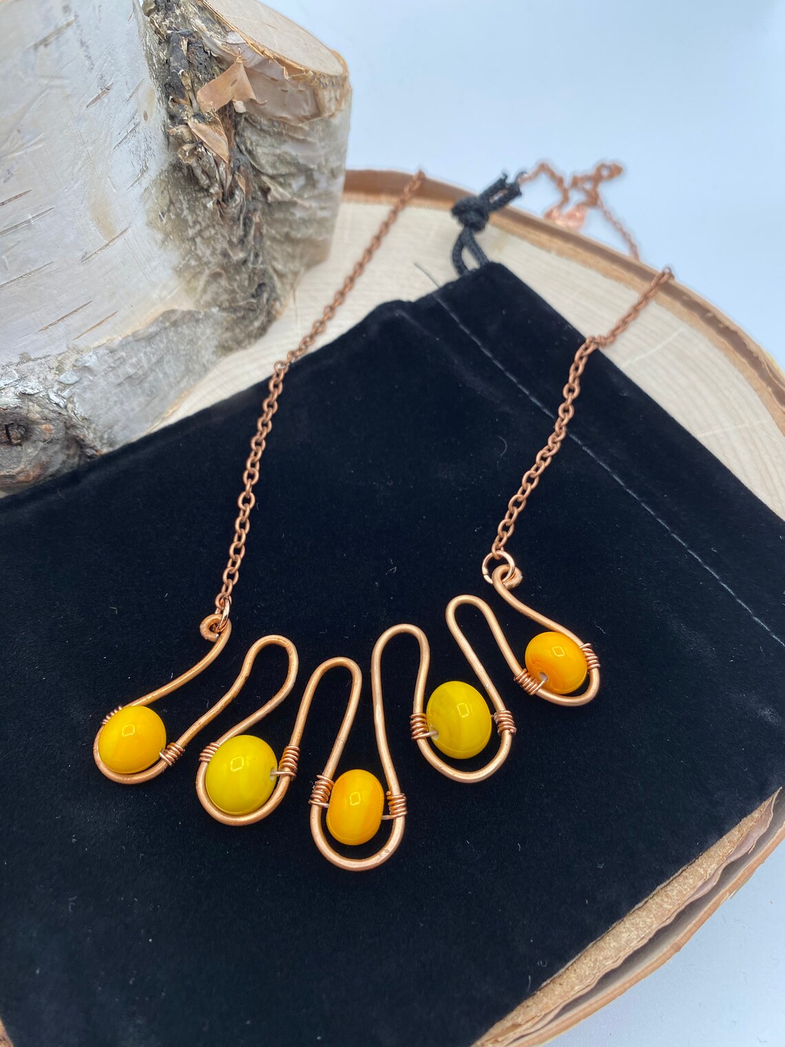 Wire Wrapped Bead Necklace Etsy