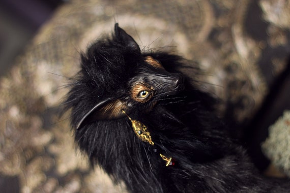 Fantasy Black Golden Wolf Toy To Order Ooak Doll Dark Night Etsy