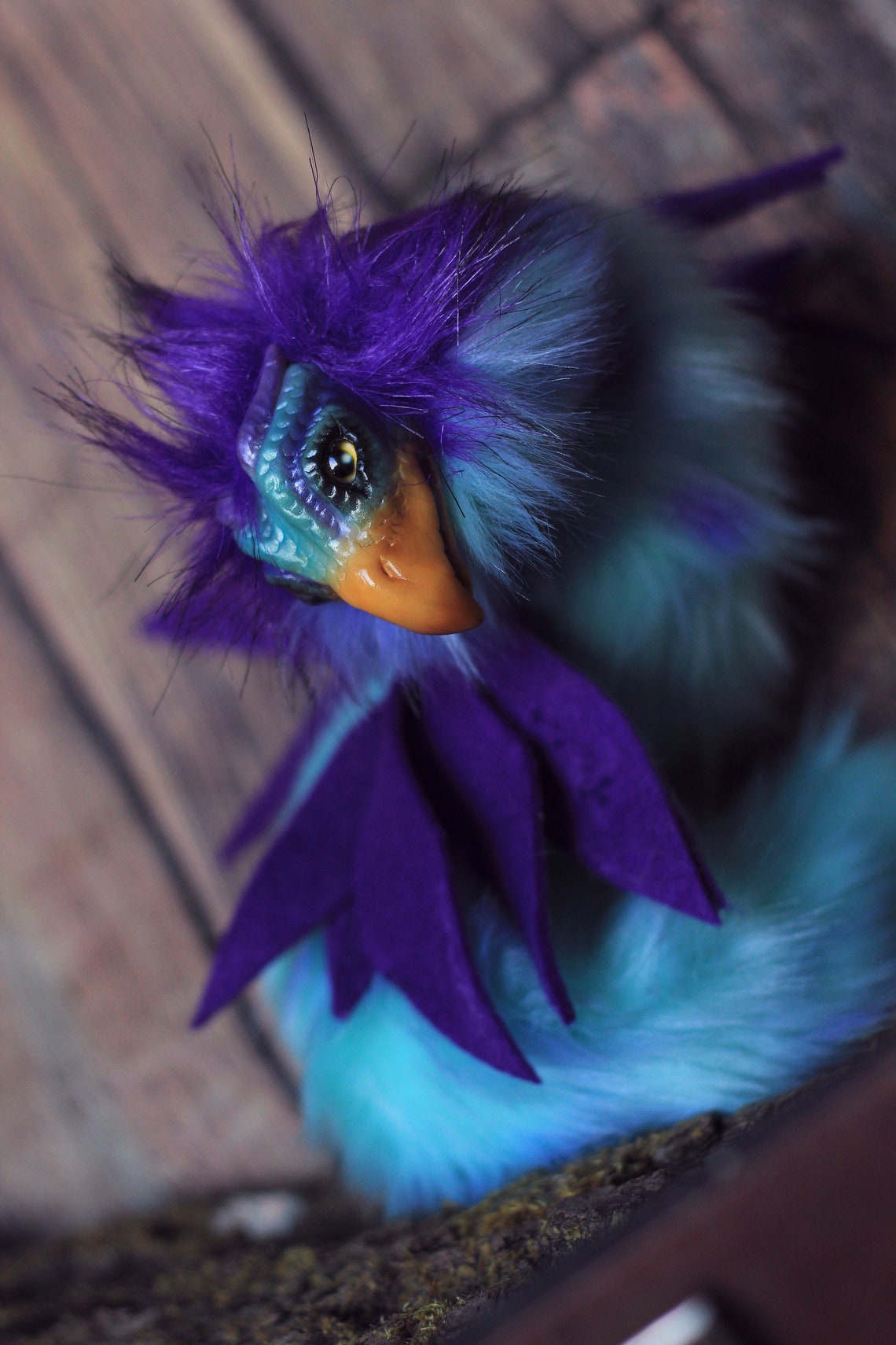 Fantasy Occamy toy to ORDER. Turquoise violet animal toy. | Etsy