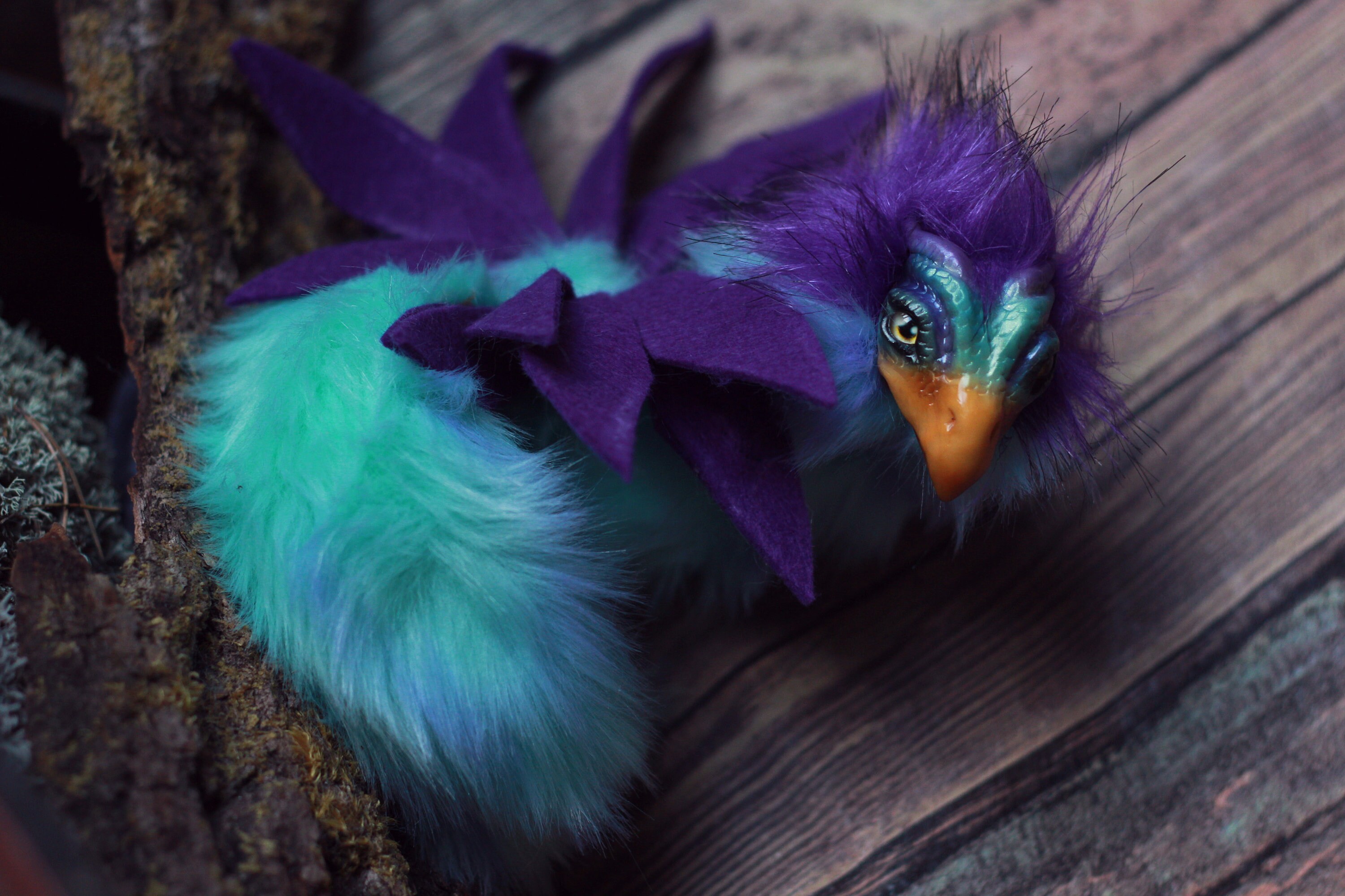 Fantasy Occamy toy to ORDER. Turquoise violet animal toy. | Etsy