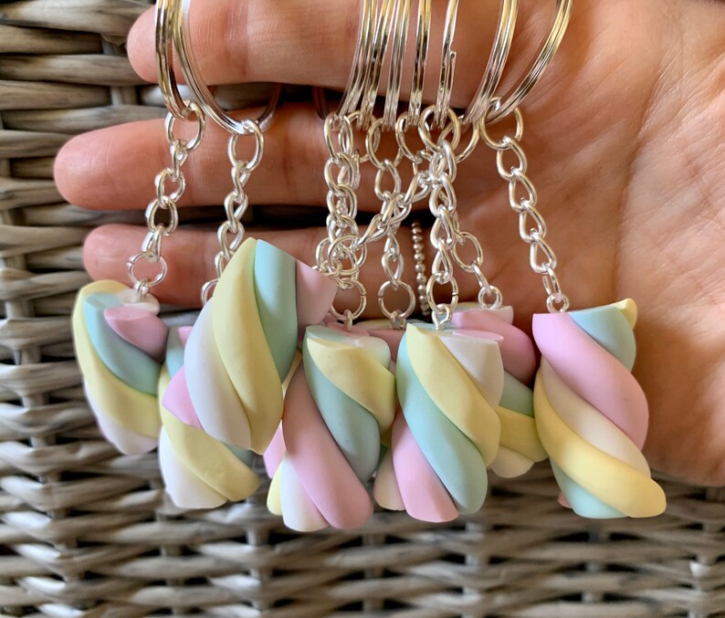 Marshmallow keyring keychain handmade keychain miniature Etsy