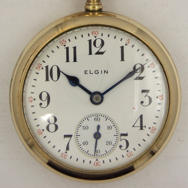 1919 Antique Elgin B.W. Raymond 19 jewel size 16s RR Grade Pocket Watch in Gold Filled Case