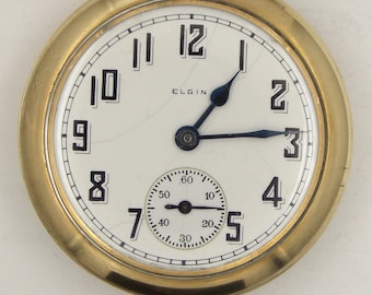 Antique 1922 Elgin B.W. Raymond 455/19 jewel size 16s RR Grade Pocket Watch in Keystone Gold Filled Case