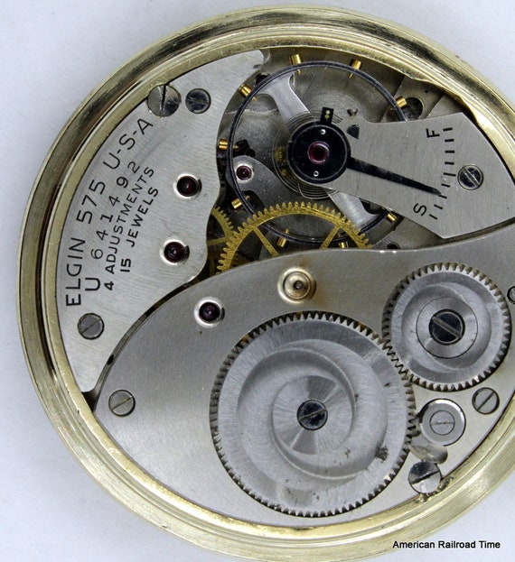 1947 Elgin 15 Jewel Pocket Watch in 10k Gold Roll… - image 7