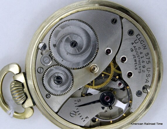 1947 Elgin 15 Jewel Pocket Watch in 10k Gold Roll… - image 6