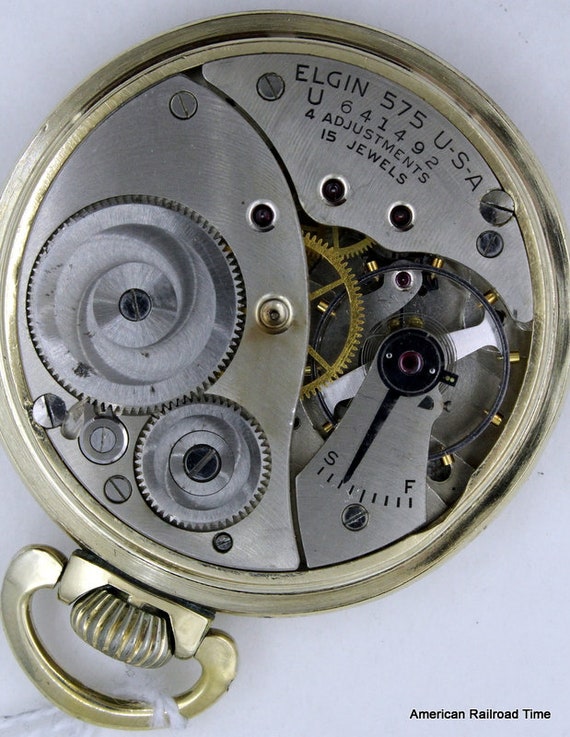 1947 Elgin 15 Jewel Pocket Watch in 10k Gold Roll… - image 5