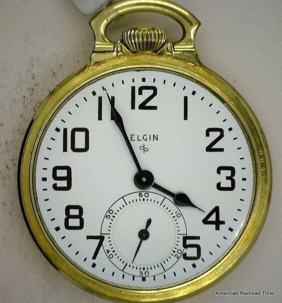 1949 Elgin 17 Jewel Pocket Watch in 10k Gold Rolled Plate Etsy