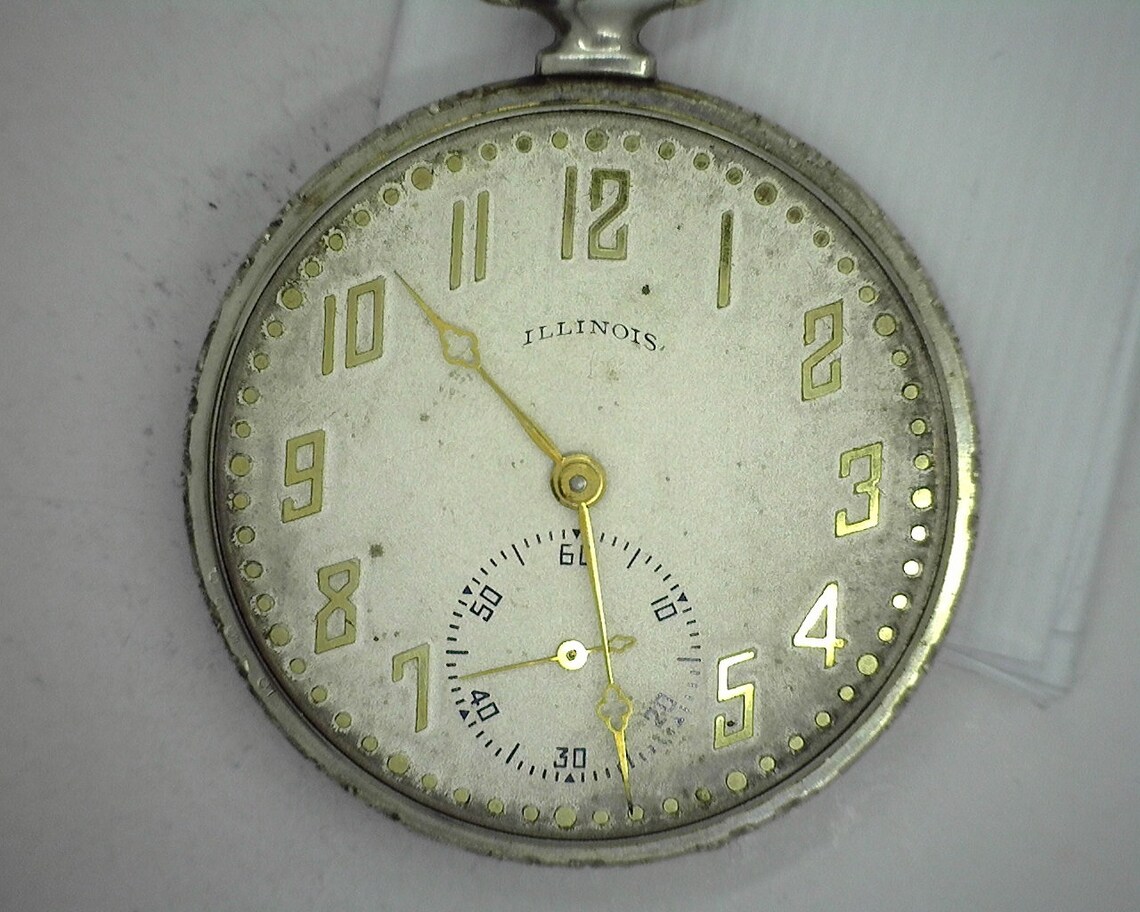 1923 Illinois 17 Jewel Pocket Watch in White Gold Filled Case Etsy
