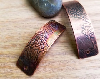 Copper Bracelet Connector, Textured Grape Leaf  Pattern, Antique Finish, for DIY Jewelry, Journaling or Crafts,  Artisan Jewelry Supplies