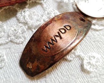 WWYDD (What Would Your Dog Do) Copper Bracelet Focal/Connector, Stamped Inspirational Message, Antique Finish, Artisan Jewelry Supplies