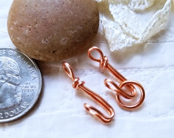 Copper Clasp Hooks, Hand Crafted for DIY Jewelry, Journaling, Artisan Jewelry Supplies, Bracelet Clasps, Connectors, Set of 10