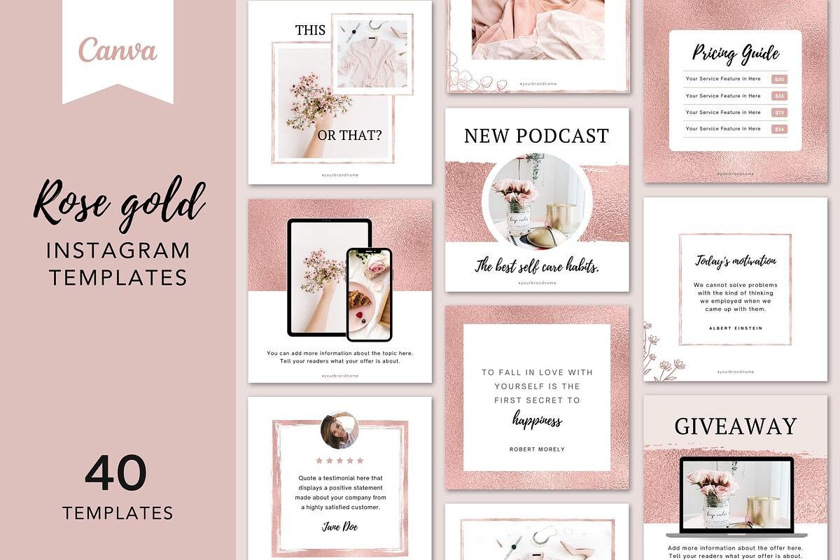 Rose Gold Instagram Templates Canva - Etsy