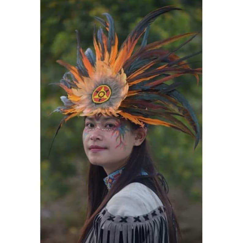 Native American Indian Headdress Multi-Color War Bonnet Adult Costume Accessory