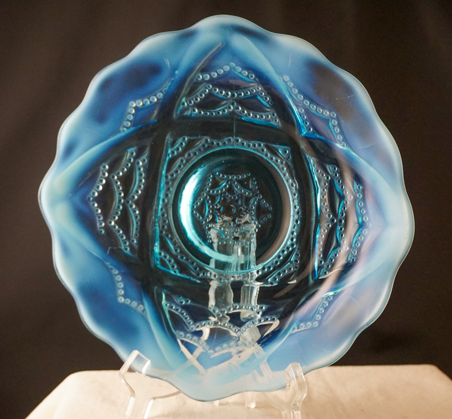 Vintage Jefferson Glass Opalescent Wishbone and Drapery Plate Etsy Norway