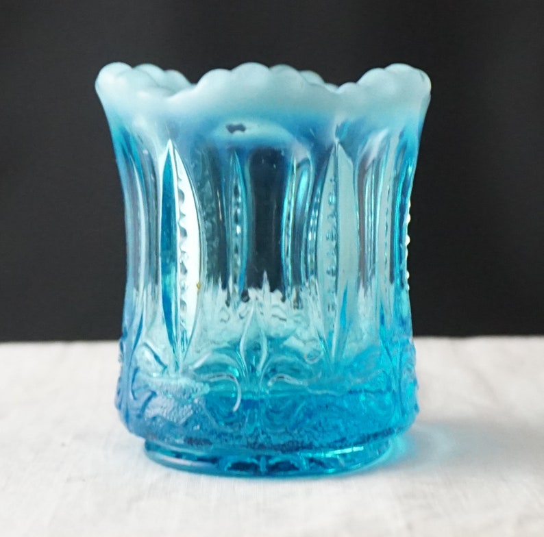 Antique Jefferson Blue Opalescent Glass Iris and Meander orders Toothpick Holder