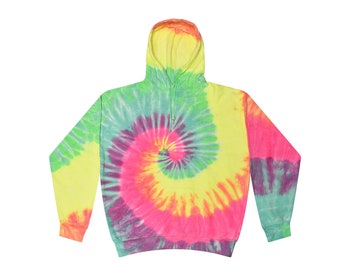 Tie Dye Hoodie, Pullover, Rainbow,  S,  M, L, XL, 2X, 3X Cotton, Fleece, Unisex