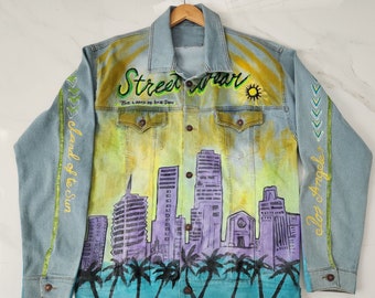 Hand Painted Denim Jacket/Unisex/Hollywood Style/Handmade