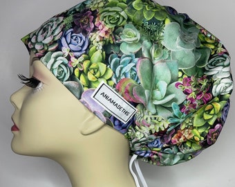Succulents women’s scrub hat, surgical cap