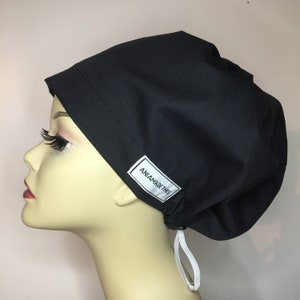 BLACK women’s scrub hat, surgical cap